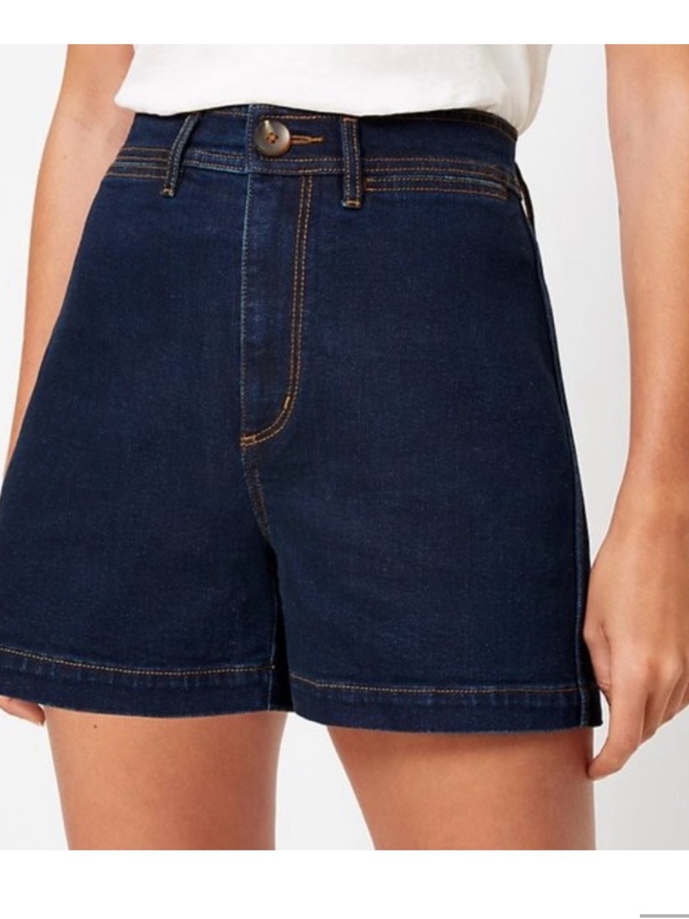 LOFT Dark Blue High-Rise Denim Shorts